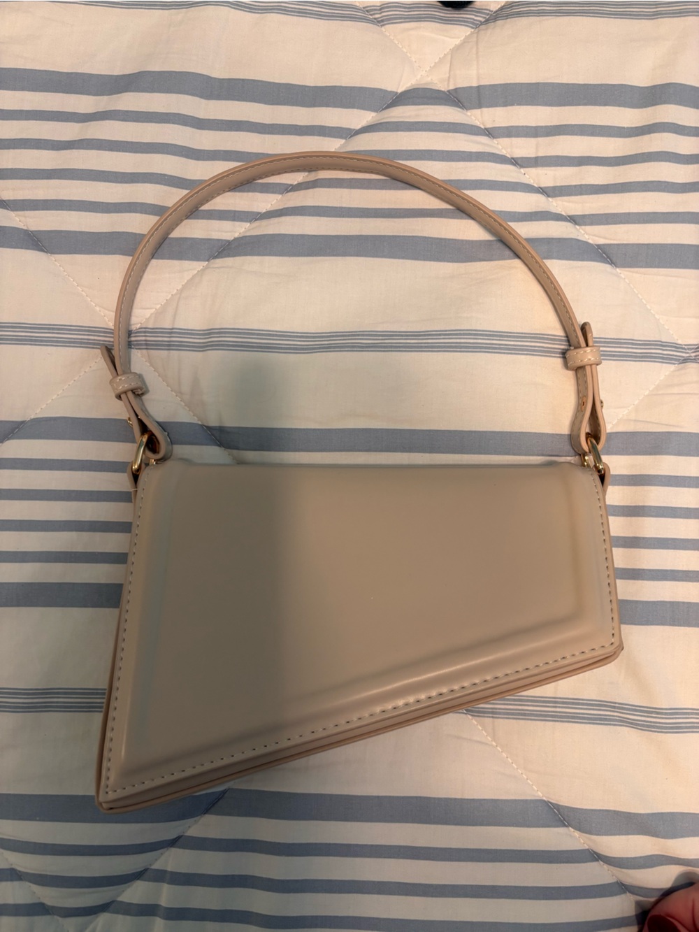 Asymmetric Nude Mini Shoulder Bag